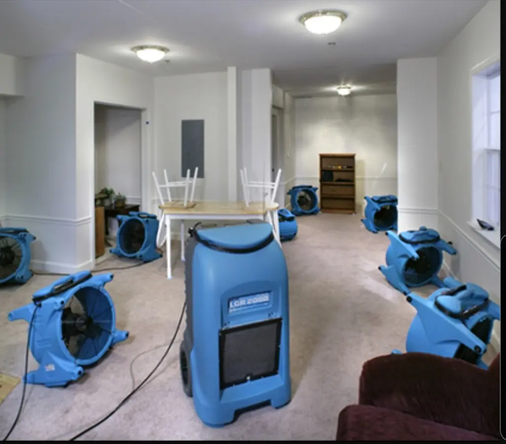 Air movers and dehumidifier setup for Water Extraction & Removal in Great Falls